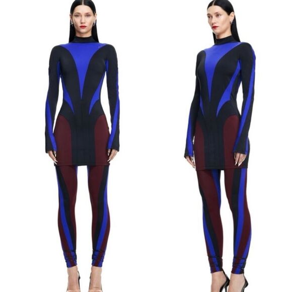 MUGLER x H&M Collab NWT Size XXL Spiral Paneled Mini Dress Colorblocked Bodycon - Picture 12 of 12